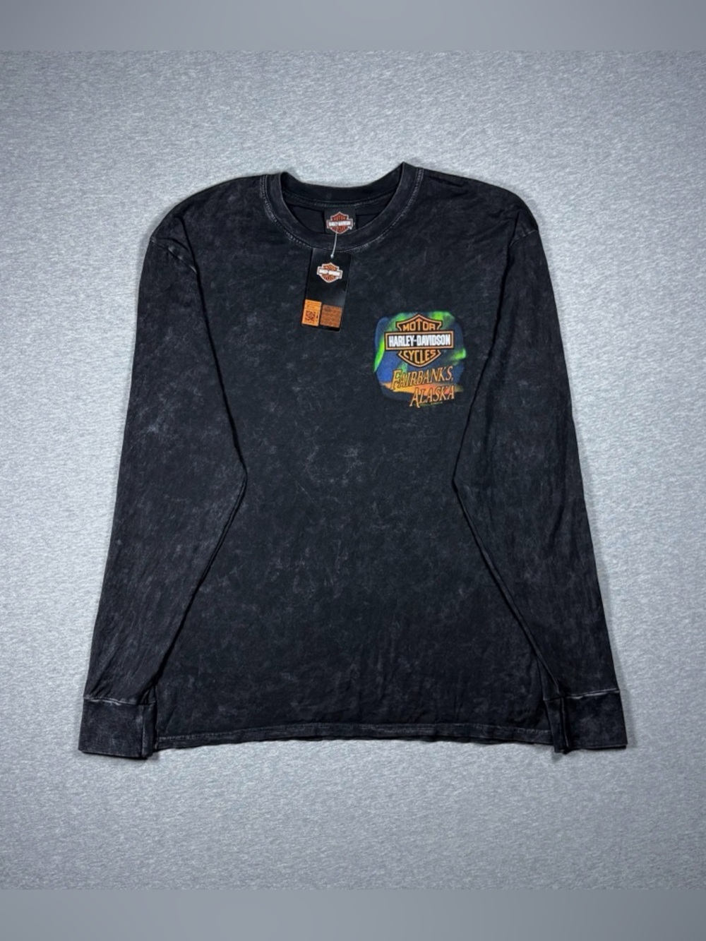 Harley Davidson Long Sleeve Shirt Fairbanks Alaska Northern Lights Mens L NWT
